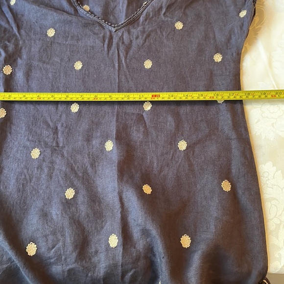 Zara linen shift dress with embroidered design V neck and cap sleeve Sz S - Picture 7 of 10